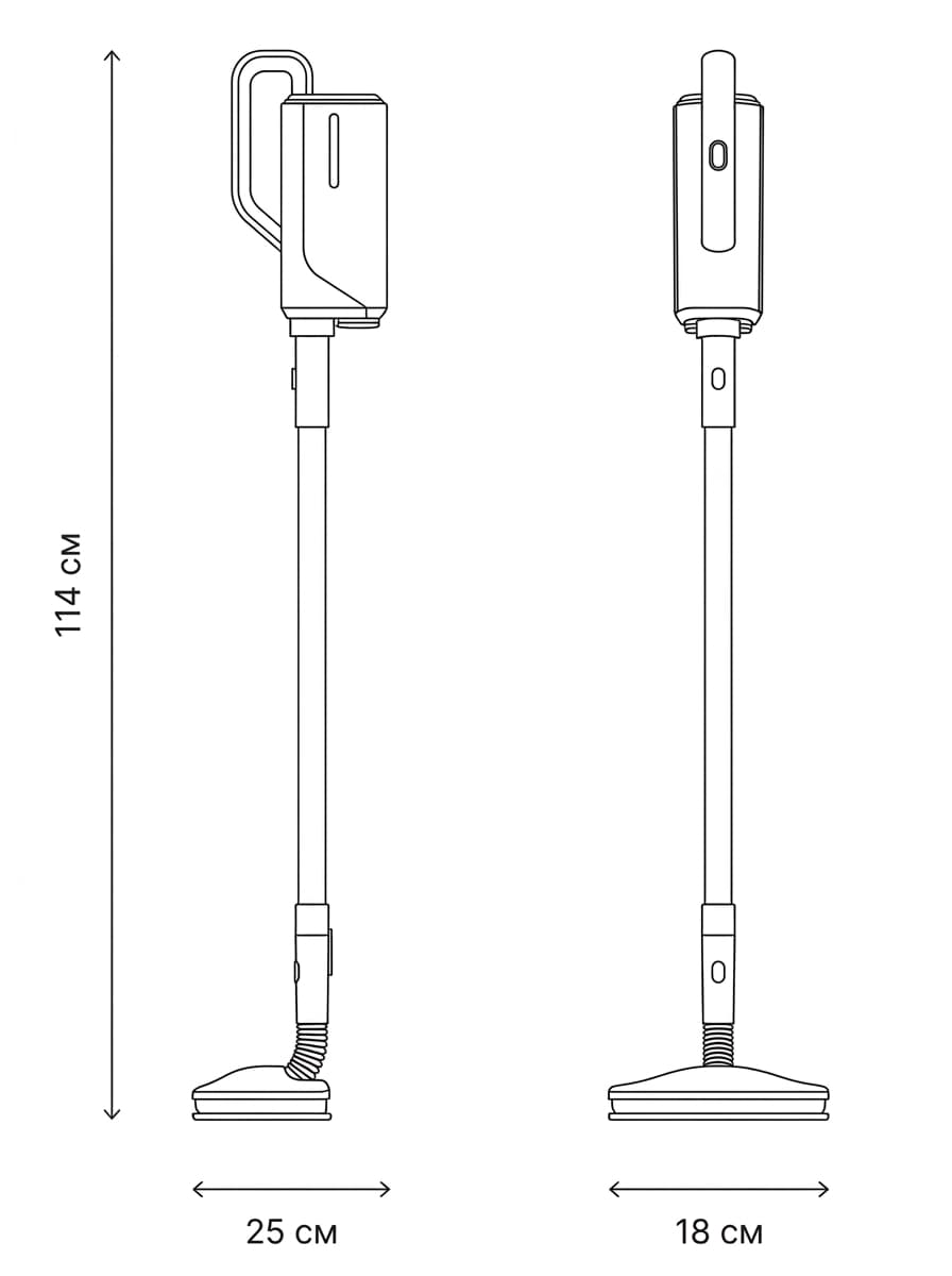 Паровая швабра UNOUN — чертёж с габаритами